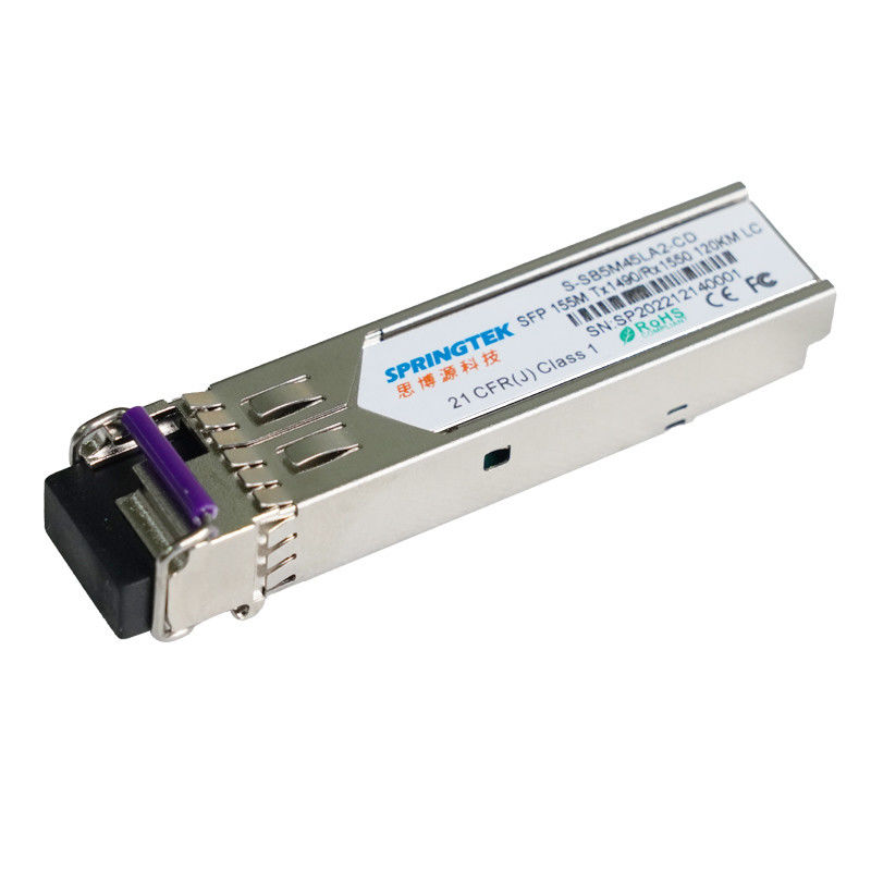 Springtek Tx1490nm Rx1550nm DFBレーザー155Mの単一モードBidi SFP 120kmは超LC 155M SFP長期