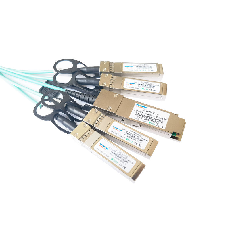 イーサネットおよび繊維チャネルのための4X10g SFP+ AOCの活動的な光ケーブルMMFへの3M 40G QSFP+
