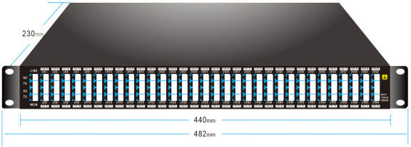 モニターの港LC/UPC 1Uの棚との75GHz 64CH 1528.68nm-1566.42nm DWDM MUX DEMUX